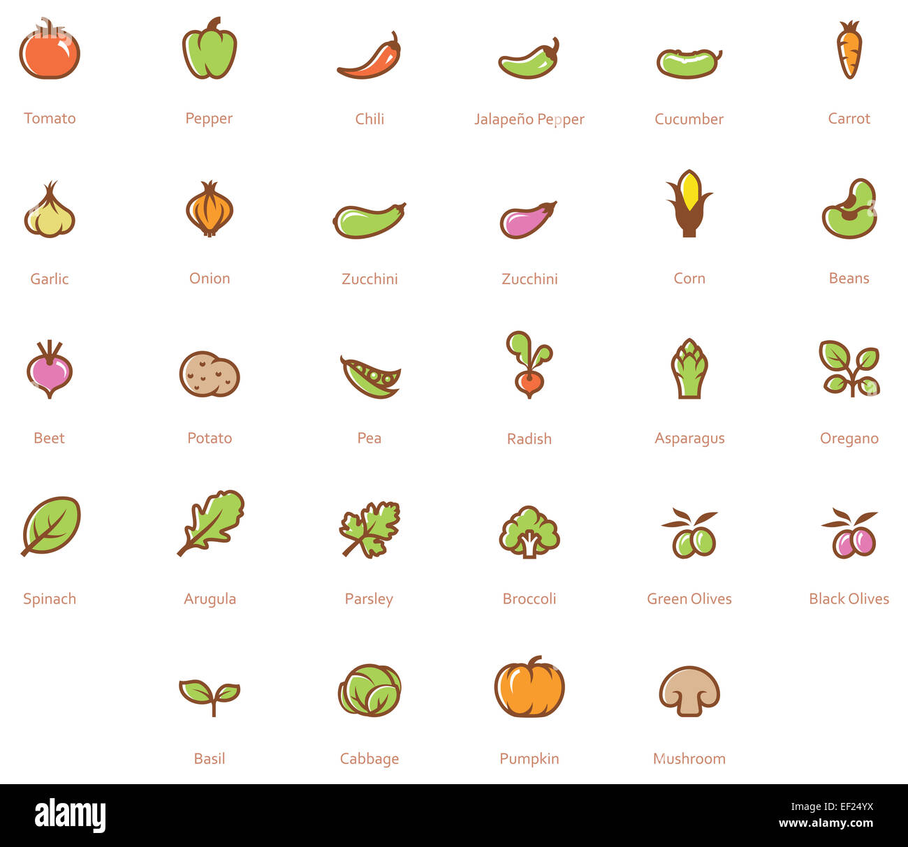 Vegetables icon set Stock Photo - Alamy