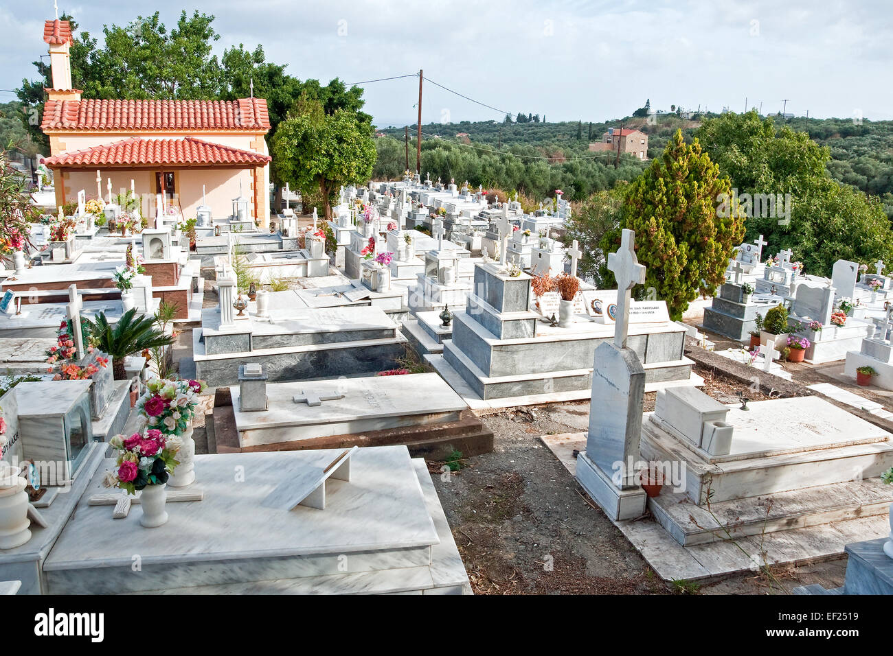 Cemetery in Galatas, Crete, Greece Stock Photo
