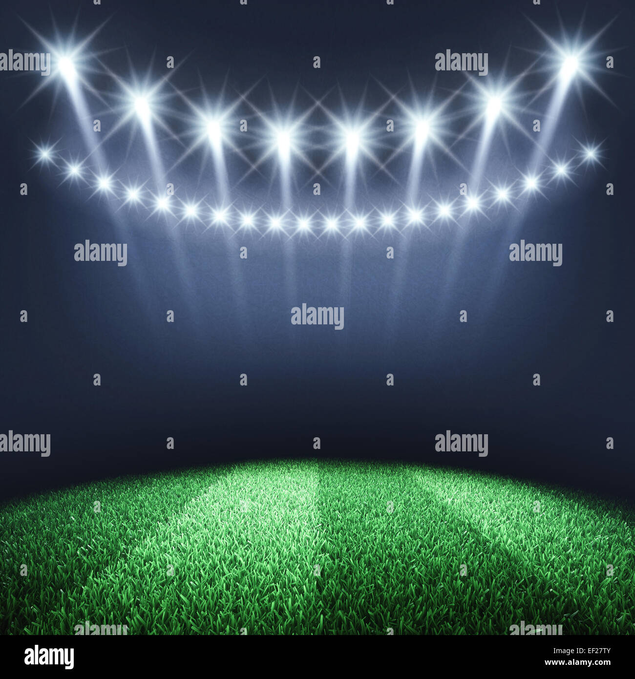 Sports arena spotlights and turf , Stadium , Sport arena Stock Photo