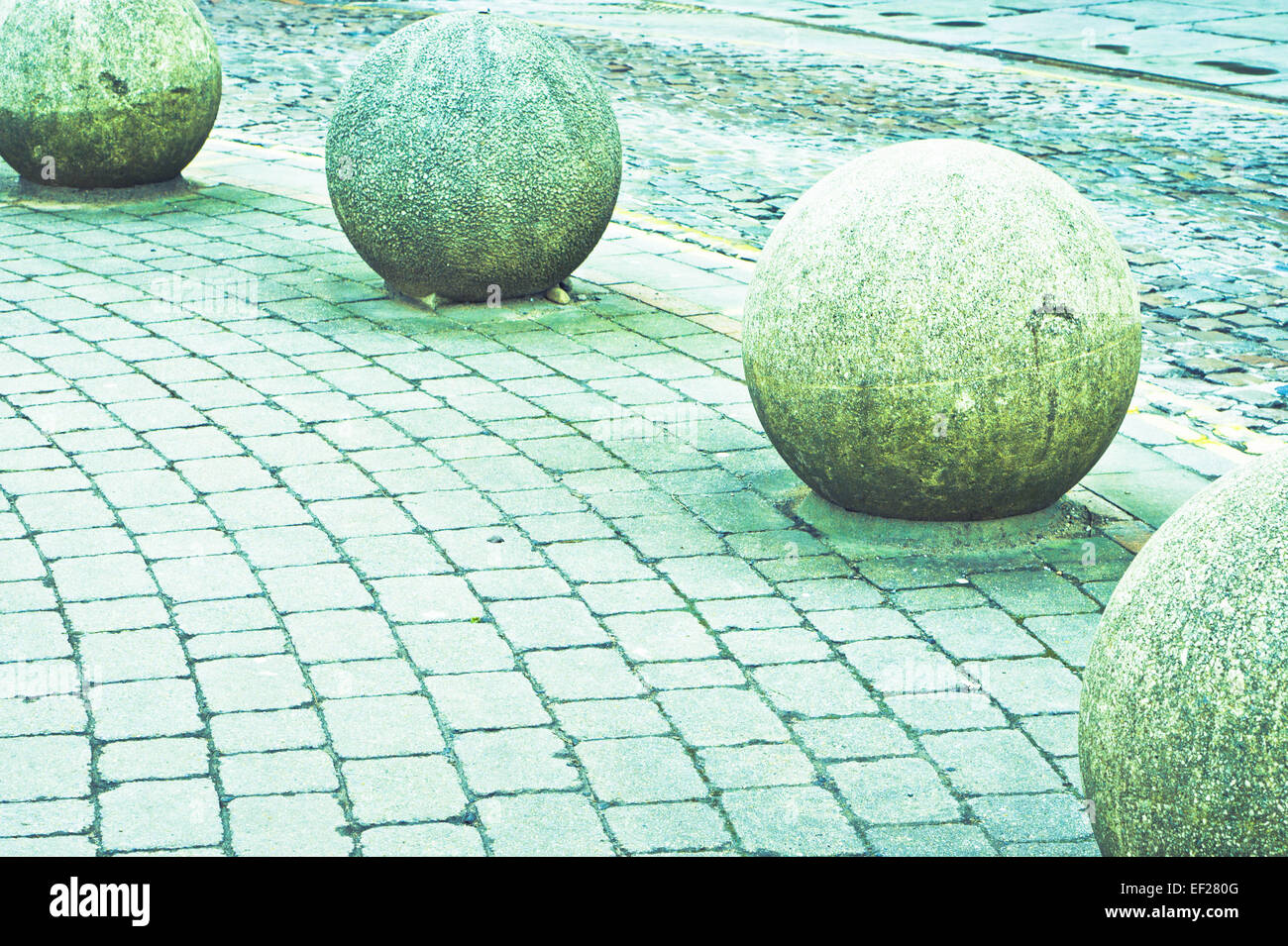 Decorative stone balls in a city street Stock Photo Alamy