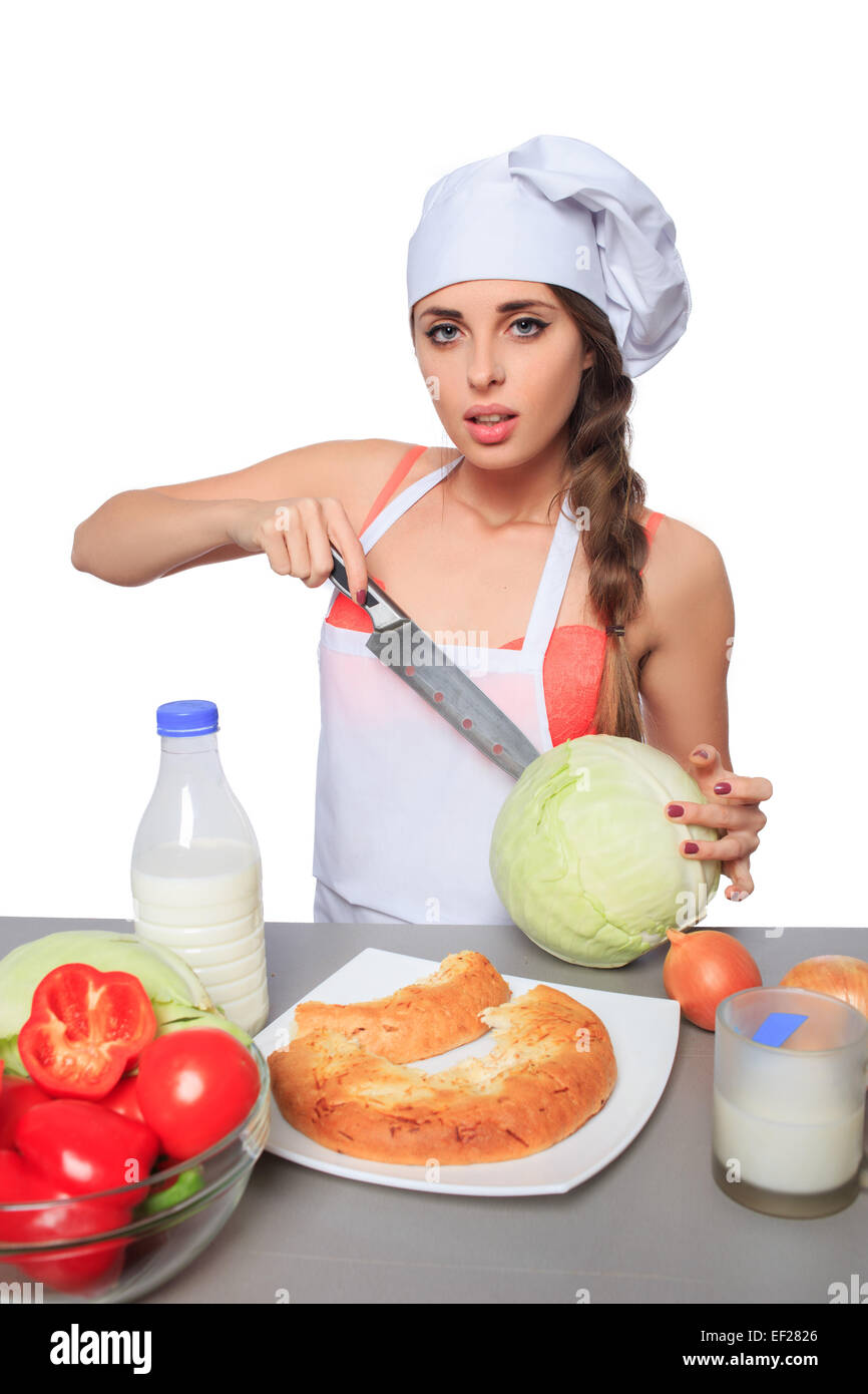 Scary woman holding kitchen knife hi-res stock photography and images ...