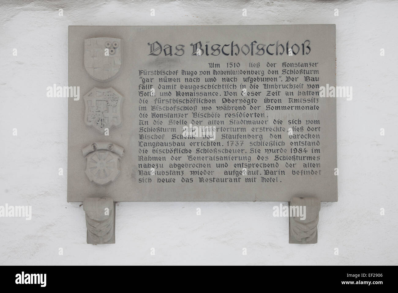 Information board at the Bischofschloss, Markdorf Stock Photo
