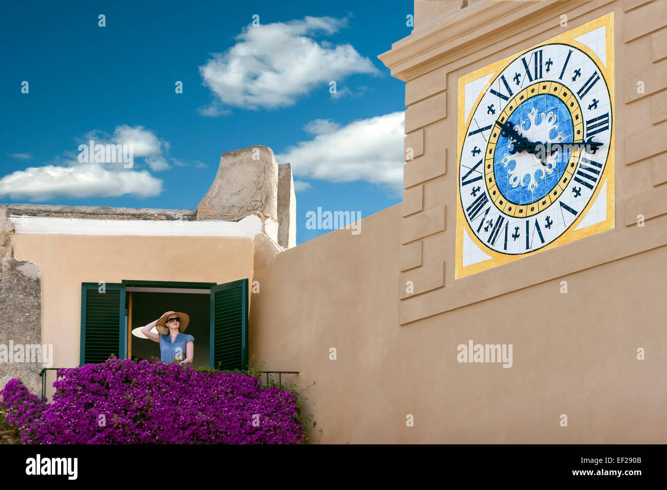 The clock tower at La Piazzetta in Capri Italy is one of the iconic  landmarks on the Island of Capri ( Torre dell' orologio Stock Photo - Alamy