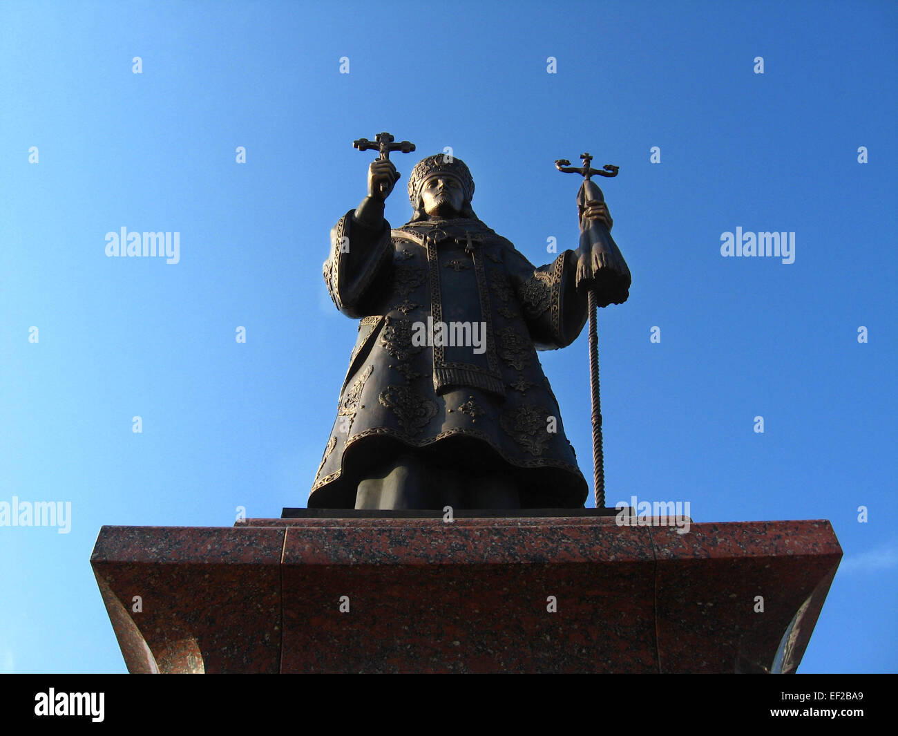 Religious place with monument in Priluky town in Ukraine Stock Photo