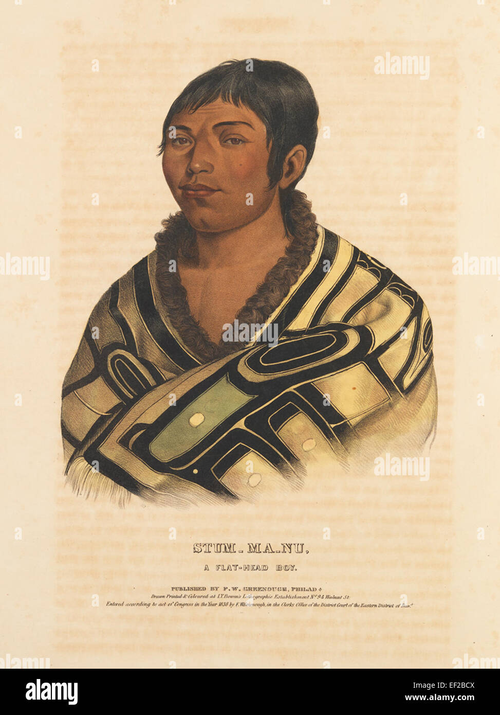 A historical portrait of Stum-Ma-Nu, a Flat-Head Boy from the Chinook ...