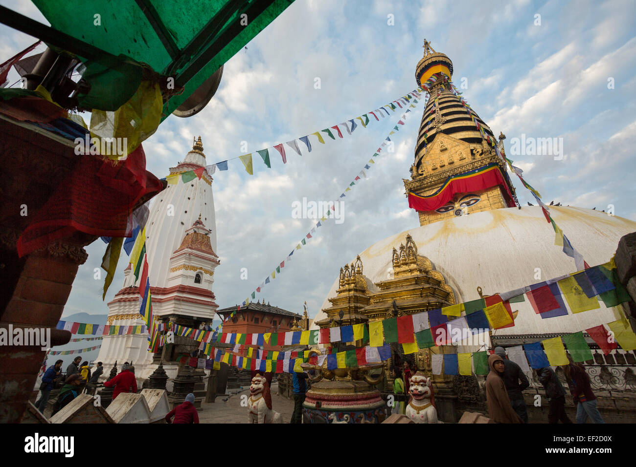 Swayambhunath (Swoyambhunath) - Monkey Temple - Kathmandu, Nepal Stock Photo