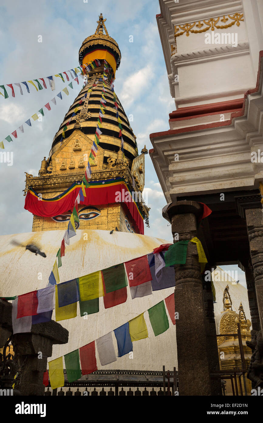 Swayambhunath (Swoyambhunath) - Monkey Temple - Kathmandu, Nepal Stock Photo