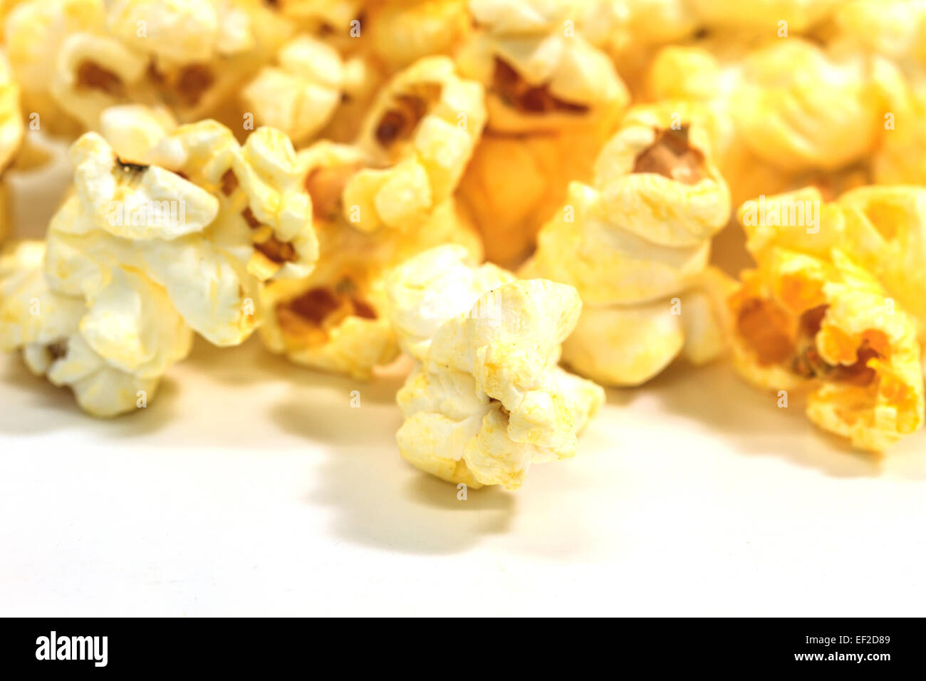 Popcorn snack closeup isolated on white background Stock Photo