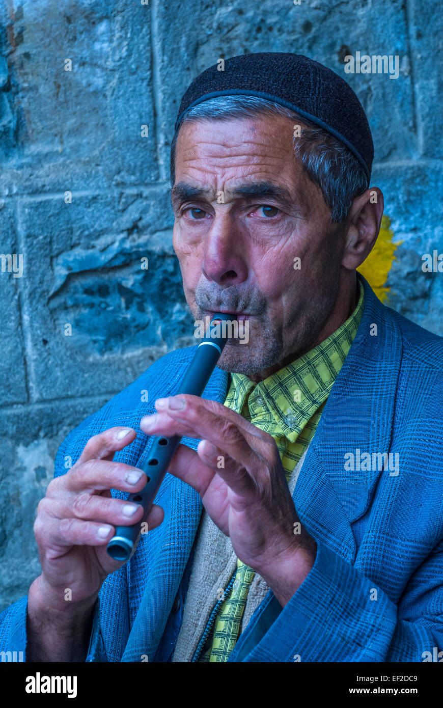 Man playing flute in Masuleh, Iran Stock Photo Alamy
