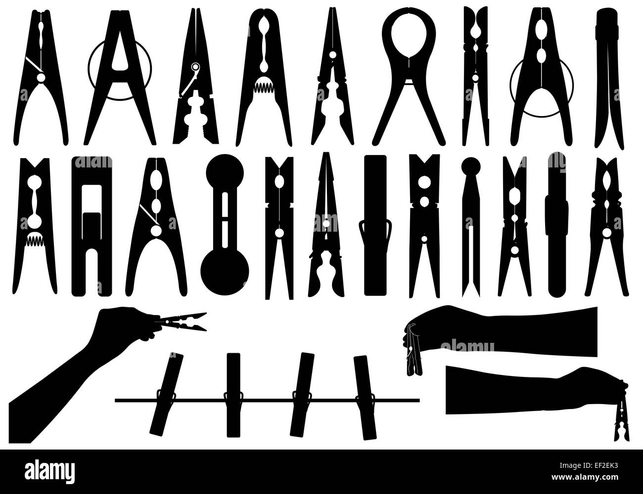 Set of different clothespins Stock Photo Alamy