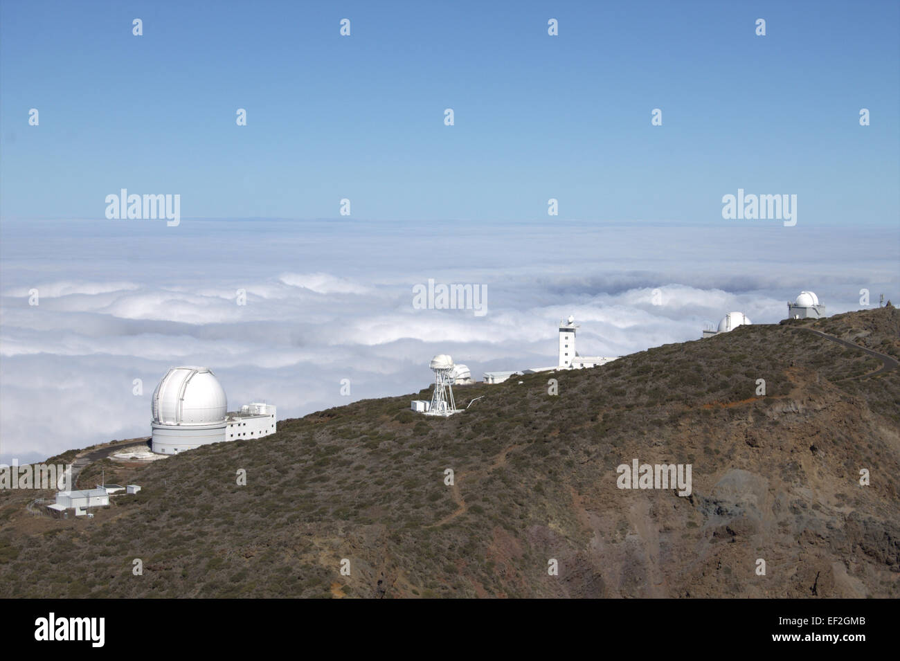 Roque de los Muchachos Observatory in La Palma, Spain. Stock Photo