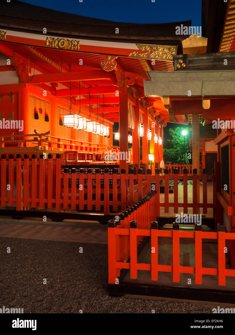 Fushimi-Inari-Taisha temple red colors in the night lights Stock Photo