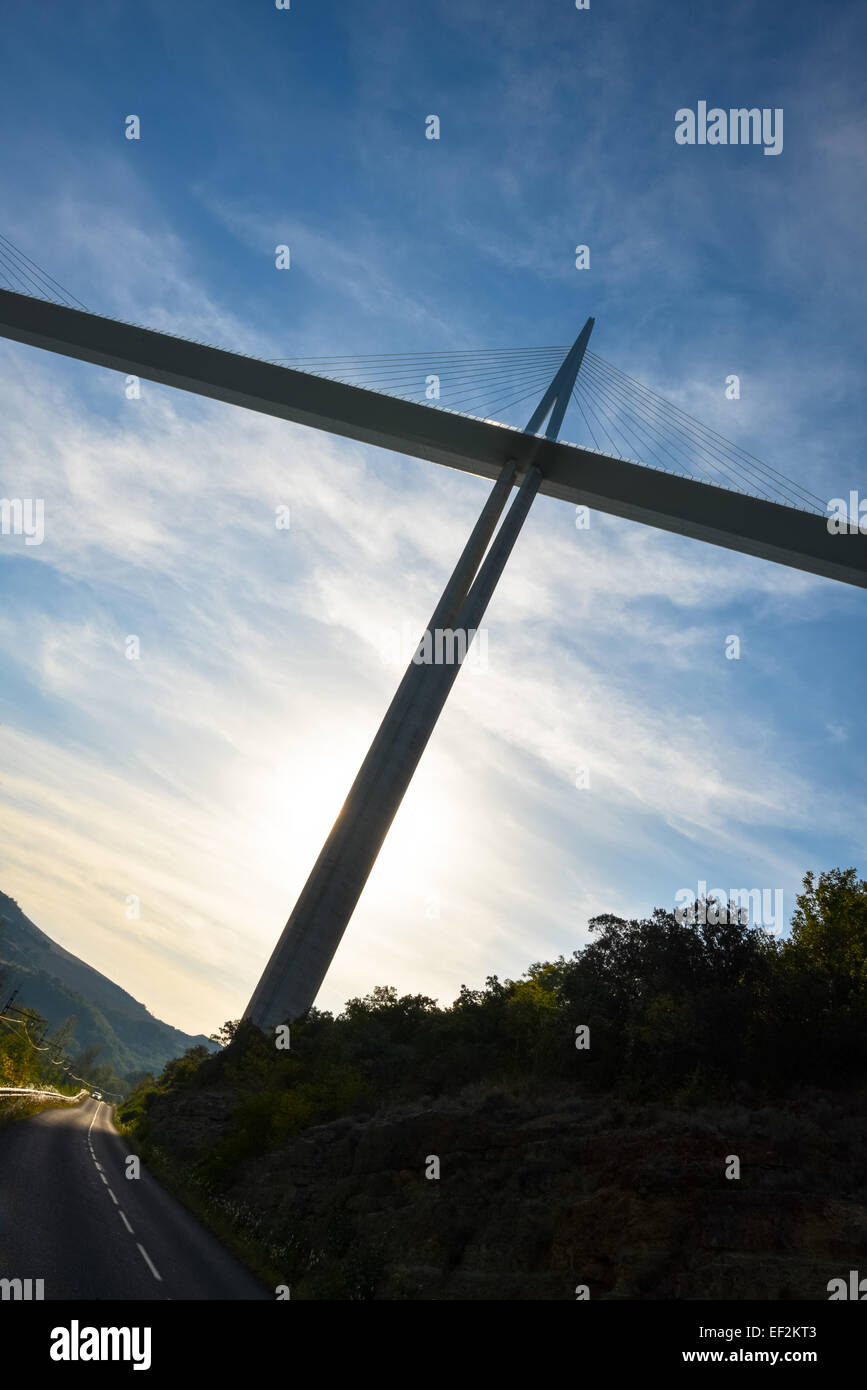 pilon from the huge bridge at millau in france Stock Photo