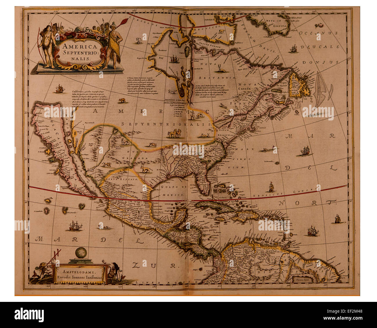 America Septentrionalis map made by Jan Jansson, circa 1641 Stock Photo