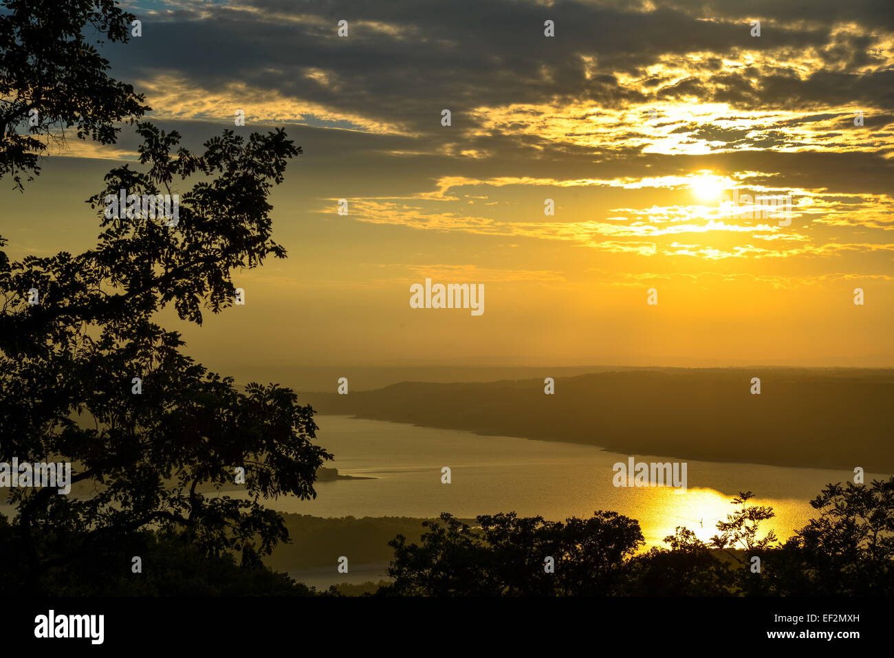 sunset at st croix lake at aiguines provence france Stock Photo