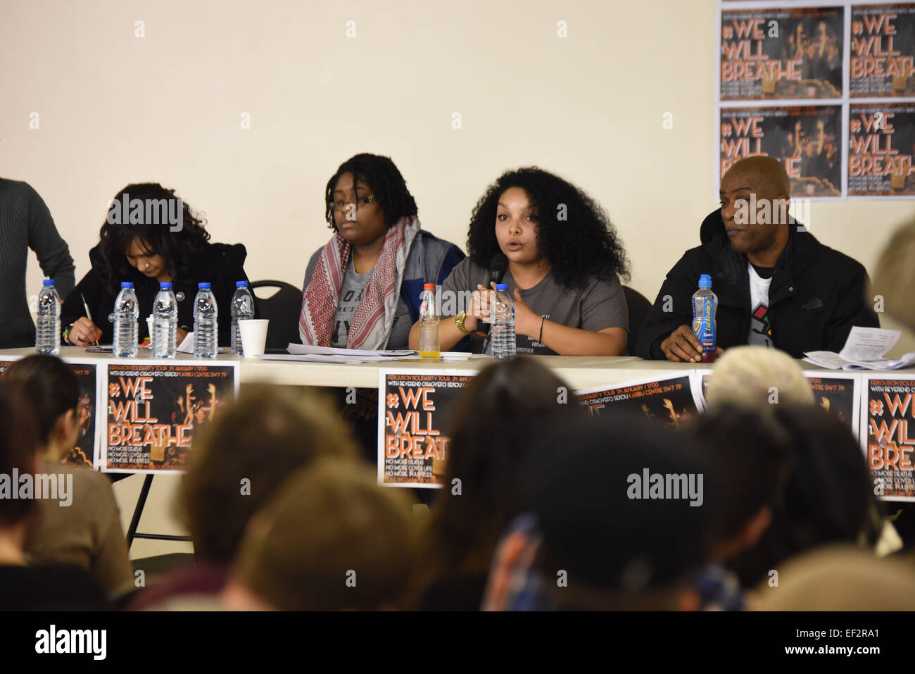 London,UK, 25th January 2015 : Co-founder #Black Lives Matter Patrise Cullors from LA a #FergusonToTottenham visited the North London Community House, where Mark Duggan kills in the hands by police discussed the legacy of black deaths at the hands of the police. Credit:  See Li/Alamy Live News Stock Photo