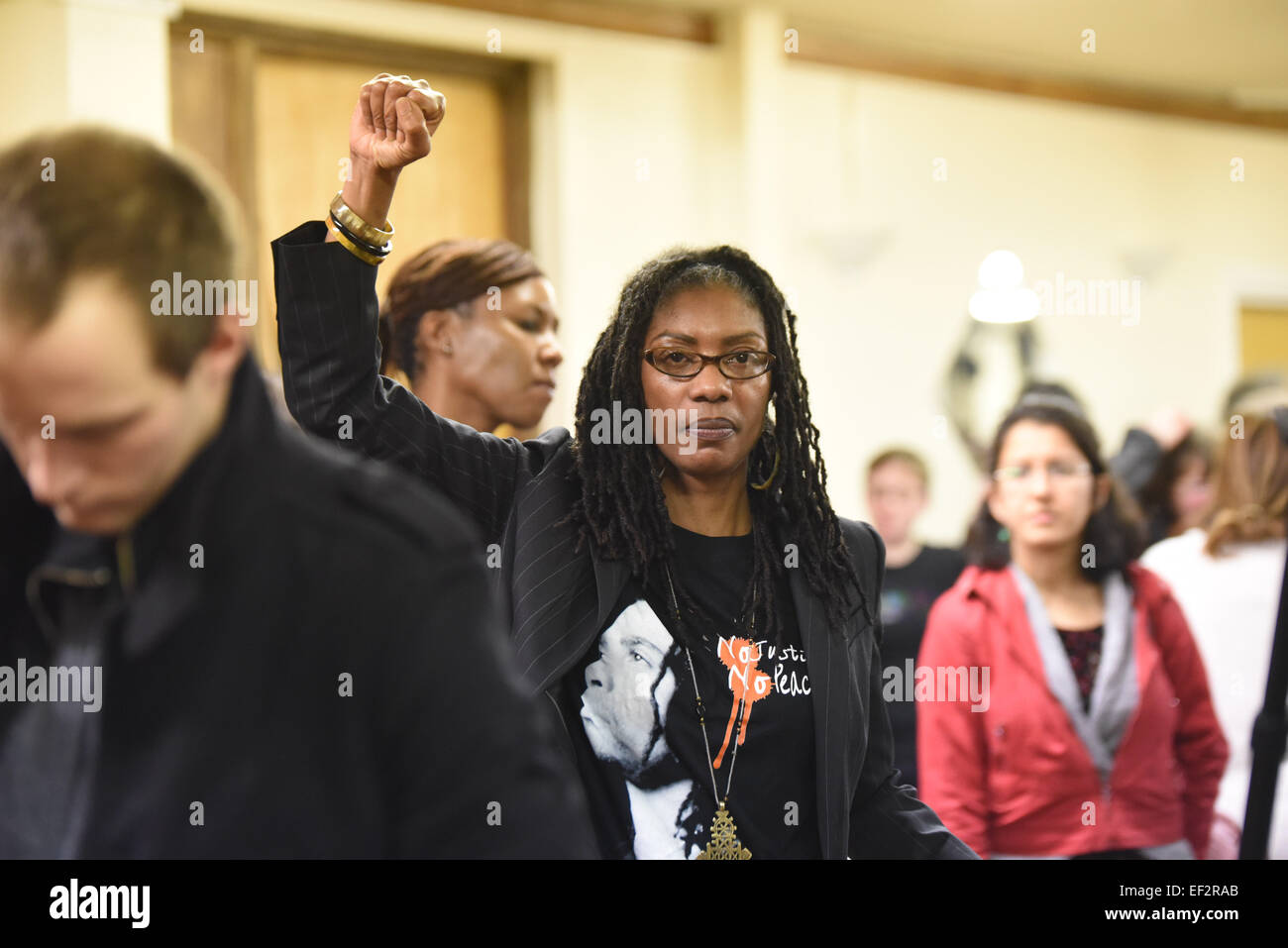 London,UK, 25th January 2015 : Co-founder #Black Lives Matter Patrise Cullors from LA a #FergusonToTottenham visited the North London Community House, where Mark Duggan kills in the hands by police discussed the legacy of black deaths at the hands of the police. Credit:  See Li/Alamy Live News Stock Photo