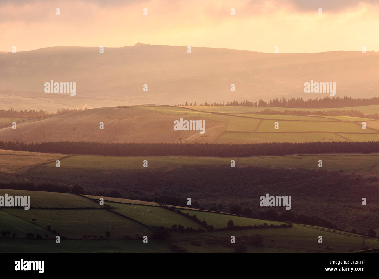 View from Mam Tor, Derbyshire at sunrise Stock Photo