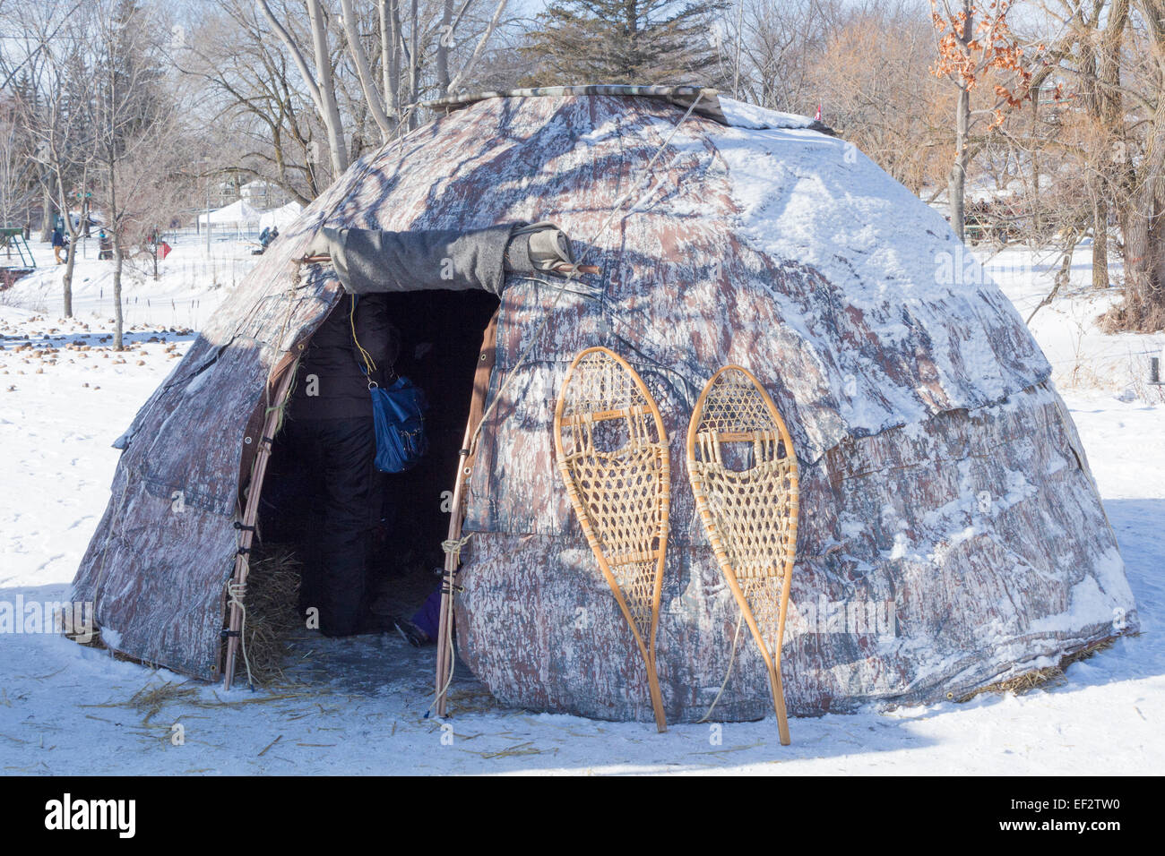 Wigwam at the Winter Festival in Cannington Ontario Stock Photo