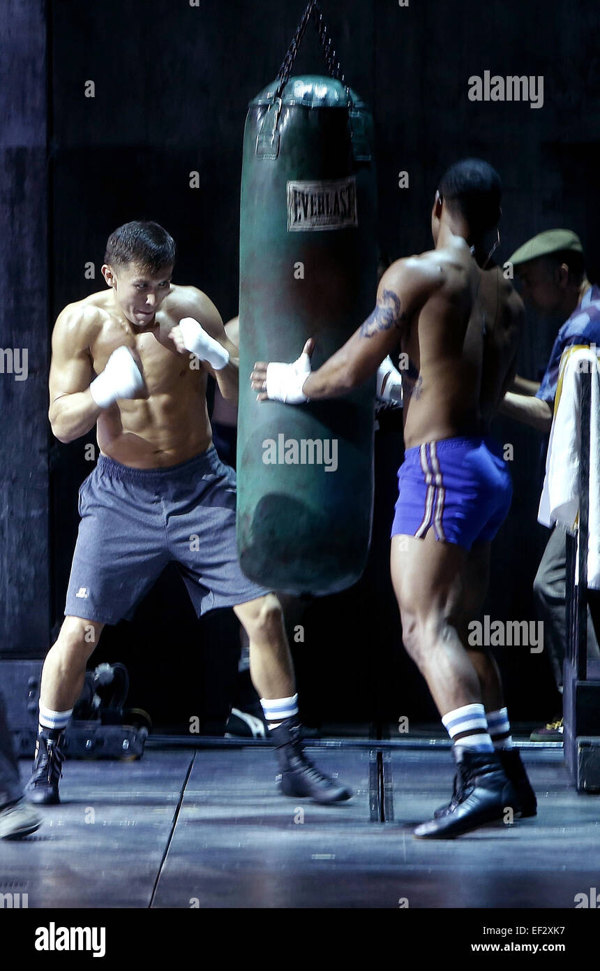 World Middleweight Champ Gennady Golovkin makes cameo appearances in  Broadway's Rocky at the Winter Garden Theatre - On Stage. Featuring:  Gennady Golovkin,cast member Where: New York, New York, United States When:  24