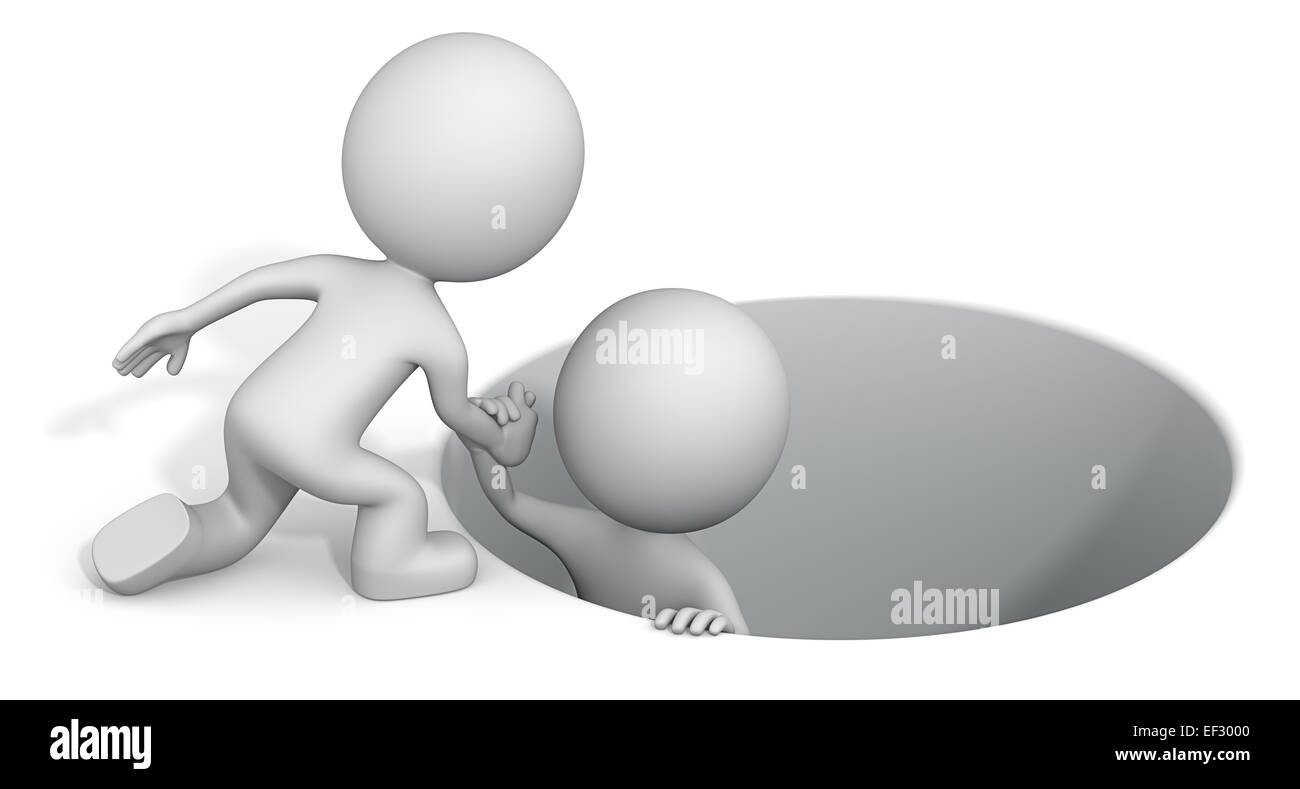 The dude 3D character helping buddy Stock Photo - Alamy