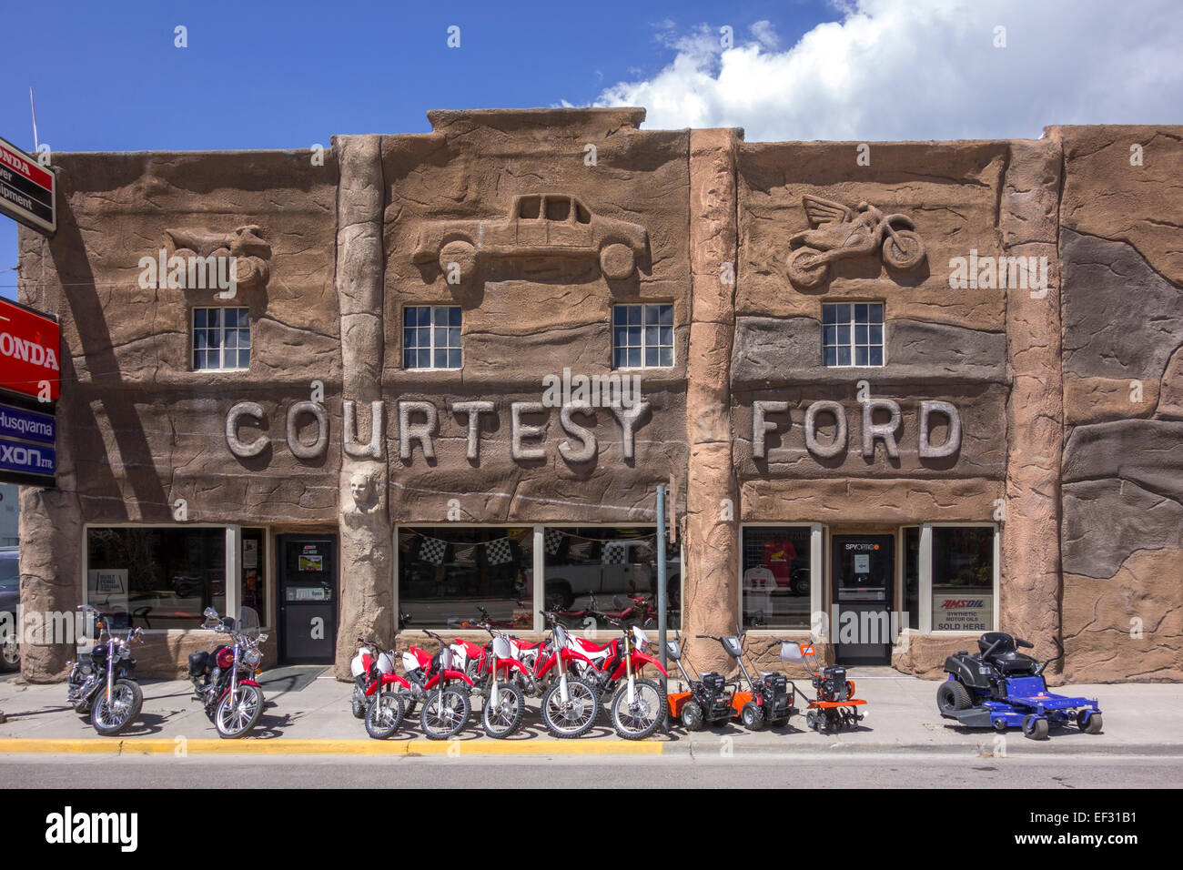 Motorcycle and car dealer, Afton, Wyoming, United States Stock Photo