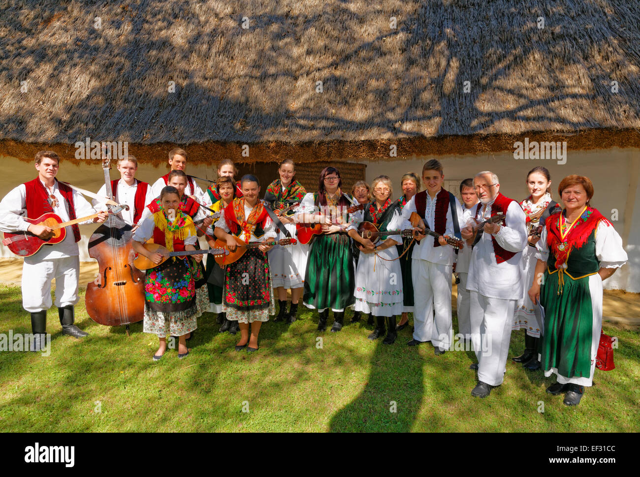 Stalnost Čajta folk dance group, Burgenland Croats, folk music festival in the Wine Museum Moschendorf, Southern Burgenland Stock Photo