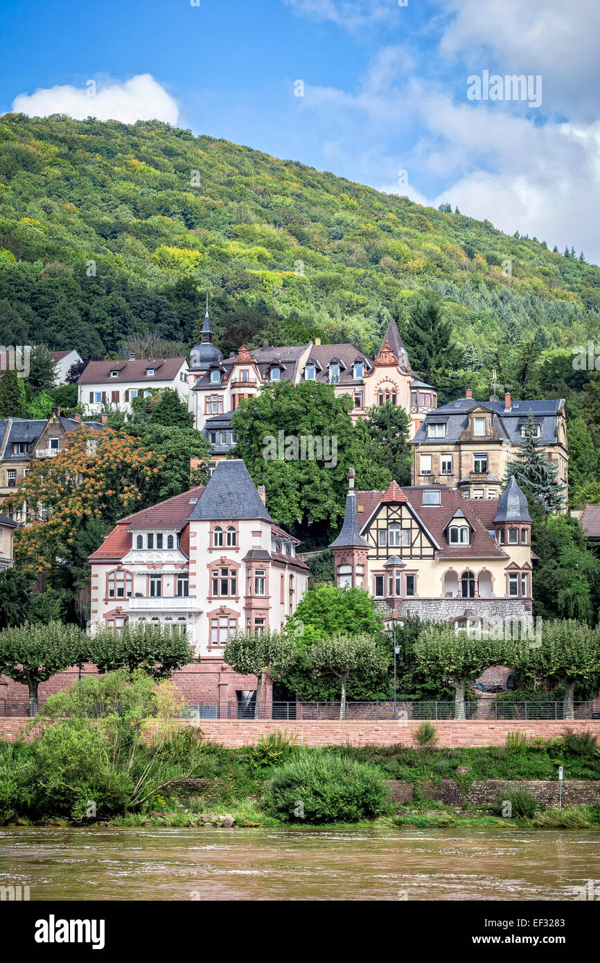 Historic buildings on the banks of the Neckar river, Heidelberg,  Baden-Württemberg, Germany Stock Photo - Alamy