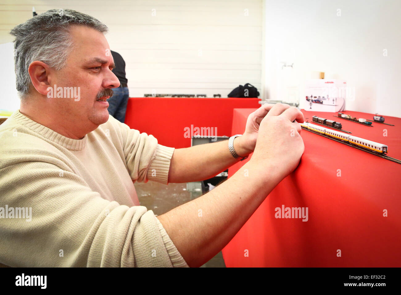 A journalist take a picture of a new model of Gebr. Märklin & Cie GmbH, Goeppingen, Germany, Jan ...