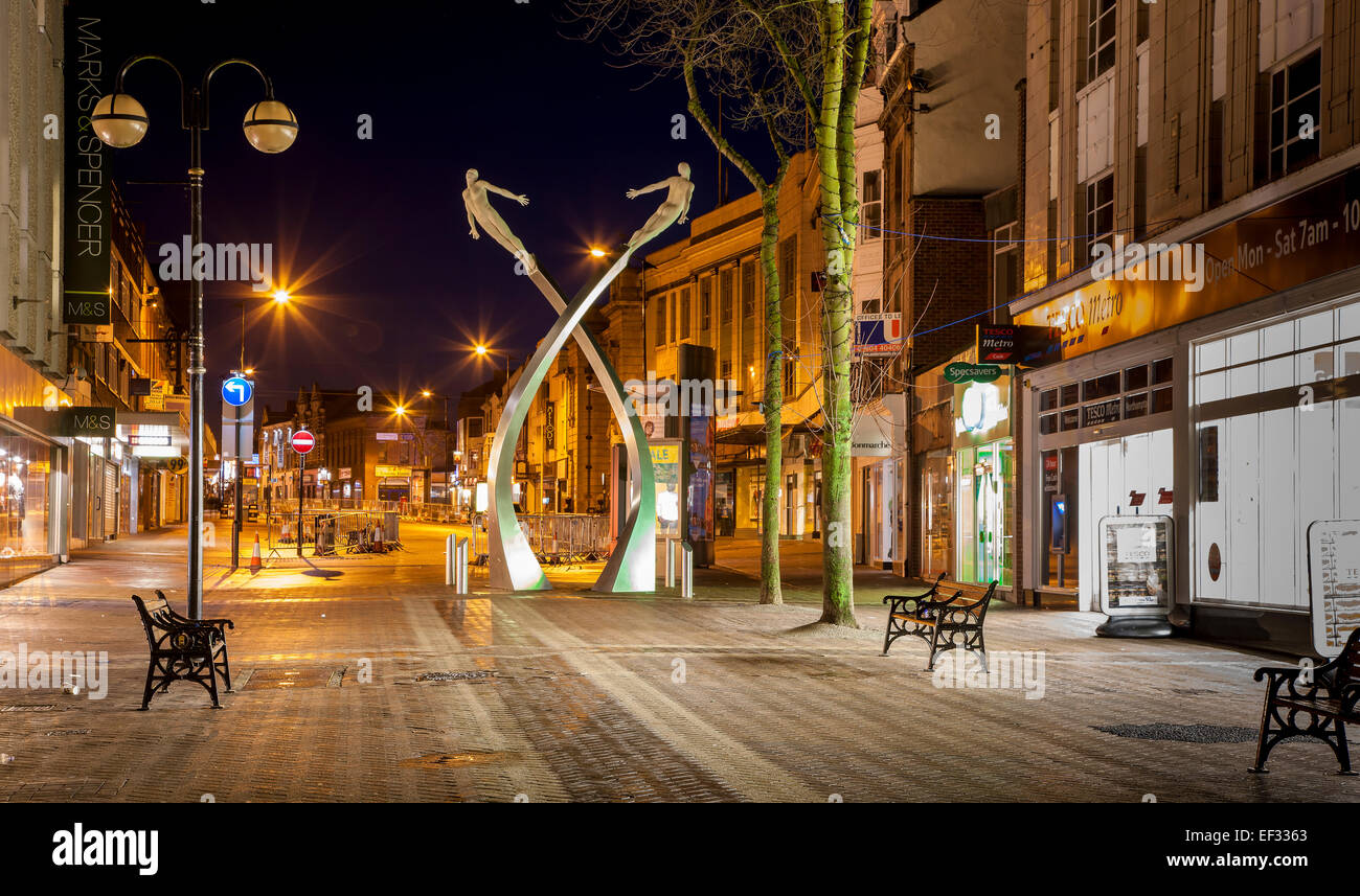 Statue of Discovery in it's new place in Abington Street Northampton