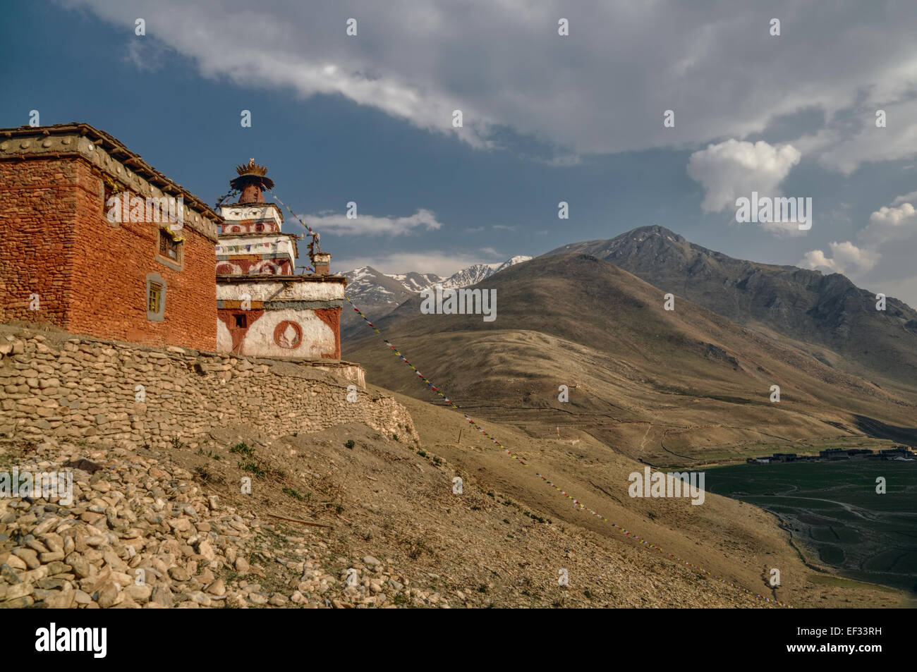 Scenic old shrine in Himalayas mountains in Nepal Stock Photo - Alamy