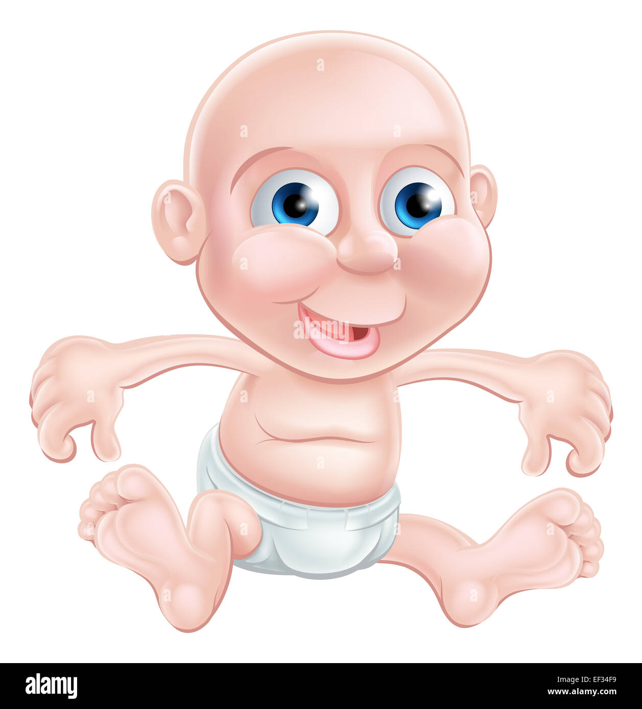 A happy little cartoon baby in his or her nappy Stock Photo