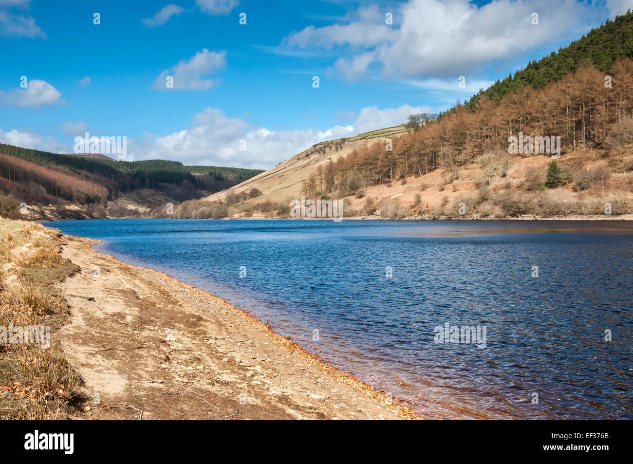 Woodlands valley and Ladybower reservoir on a sunny spring day. Stock Photo