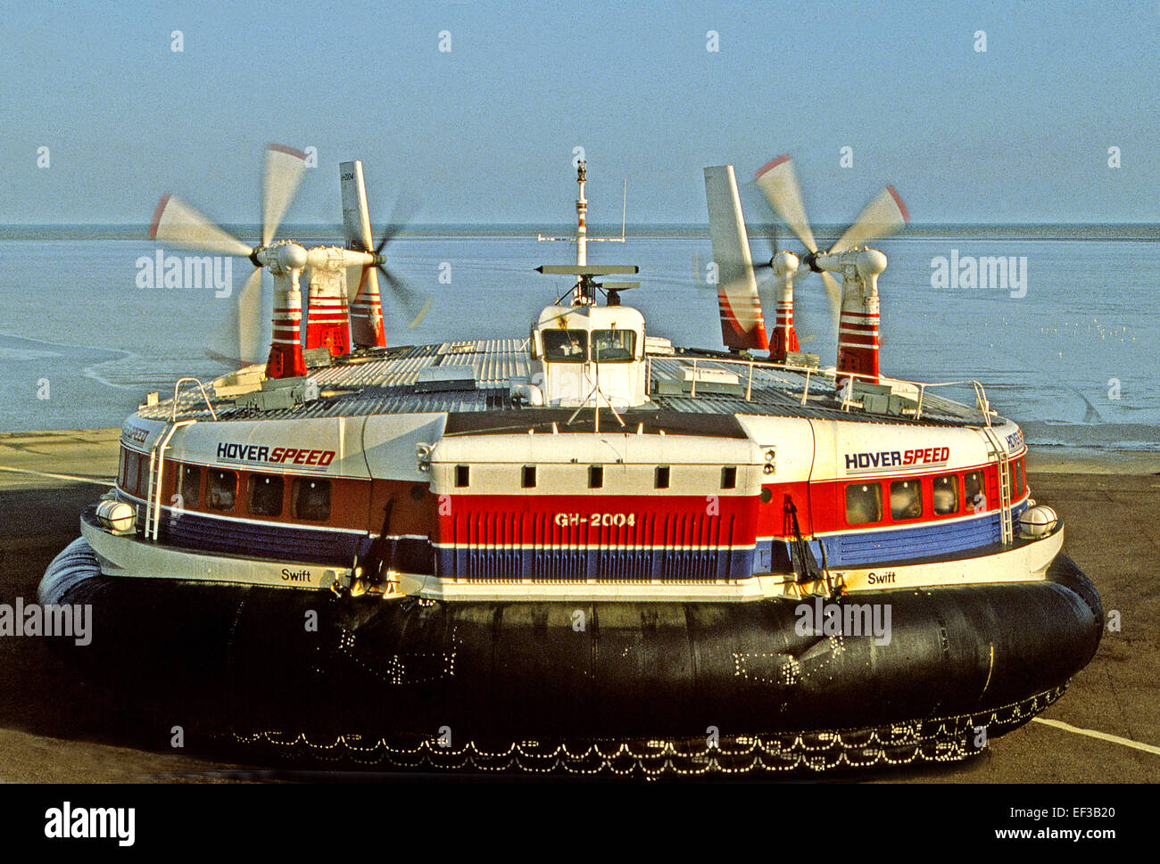 HoverSpeed hovercraft on the apron, Pegwell Bay Kent Stock Photo Alamy