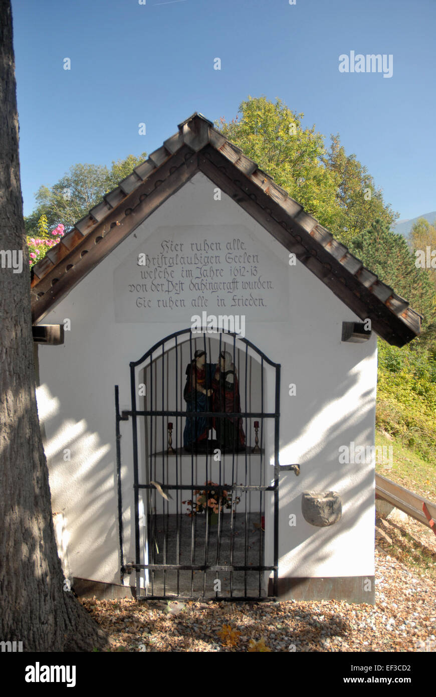 A historical photograph of the Pestkapelle in Rum, Austria, depicting ...