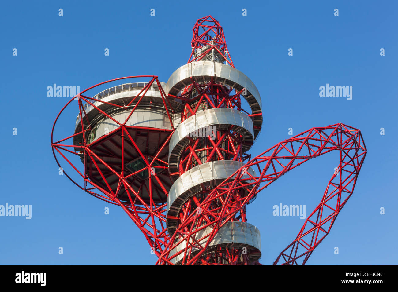 England, London, Stratford, Queen Elizabeth Olympic Park, ArcelorMittal Orbit Sculpture Stock Photo