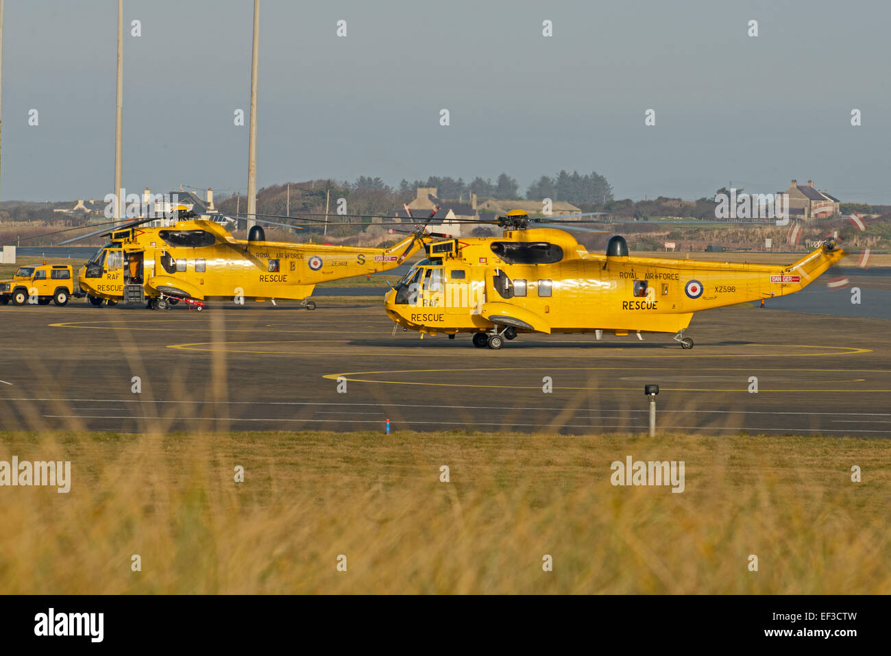 Seaking rescue helicopter at raf Valley Anglesey North Wales Uk Stock