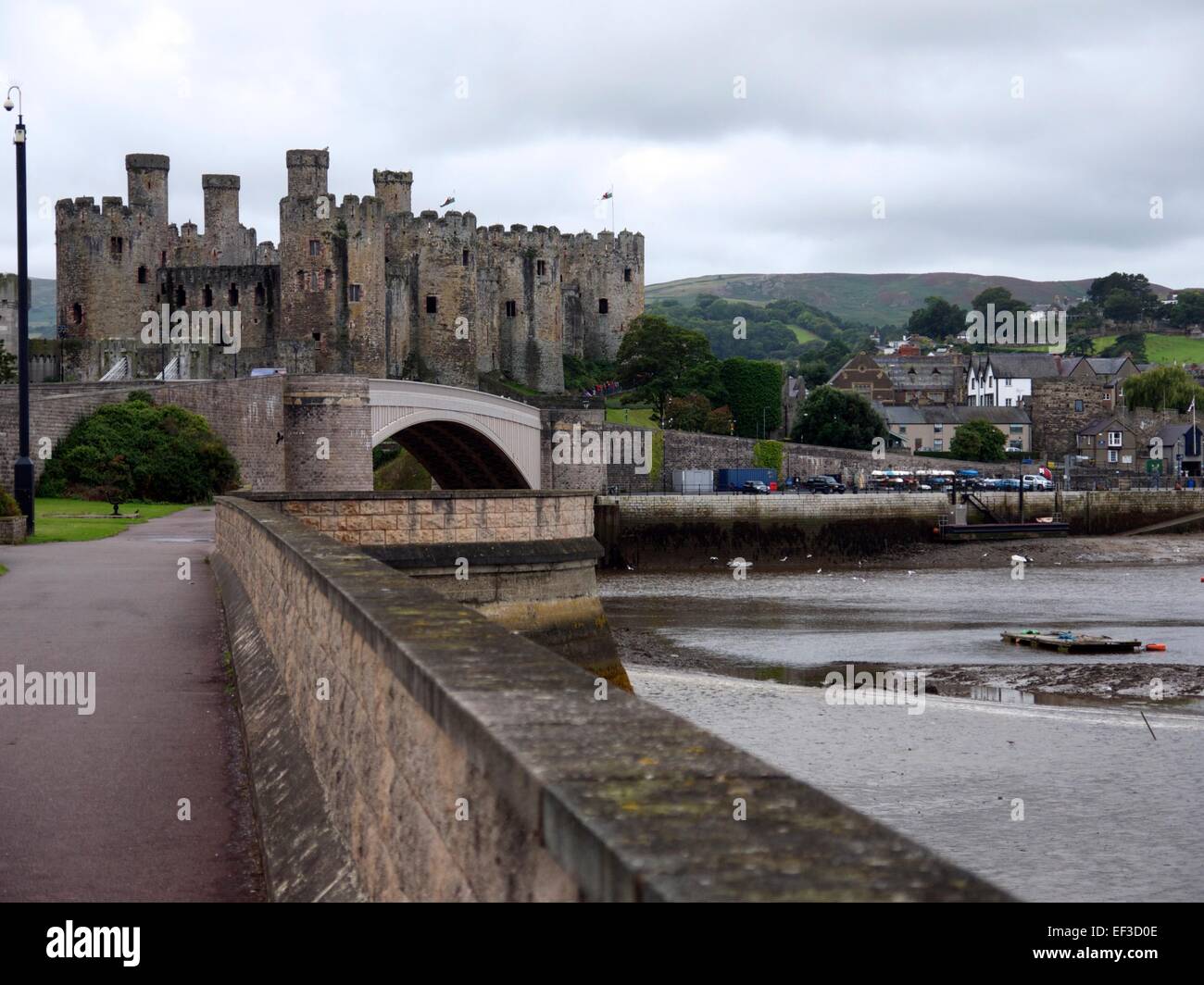 Conwy castle across the Conwy river estuary Stock Photo