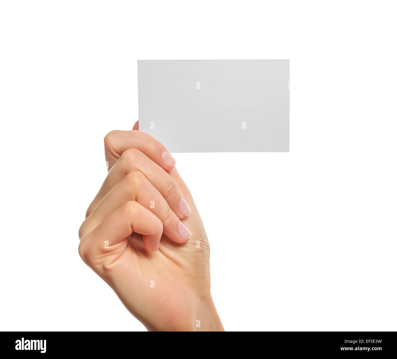 Woman holding blank business card in hand Stock Photo - Alamy