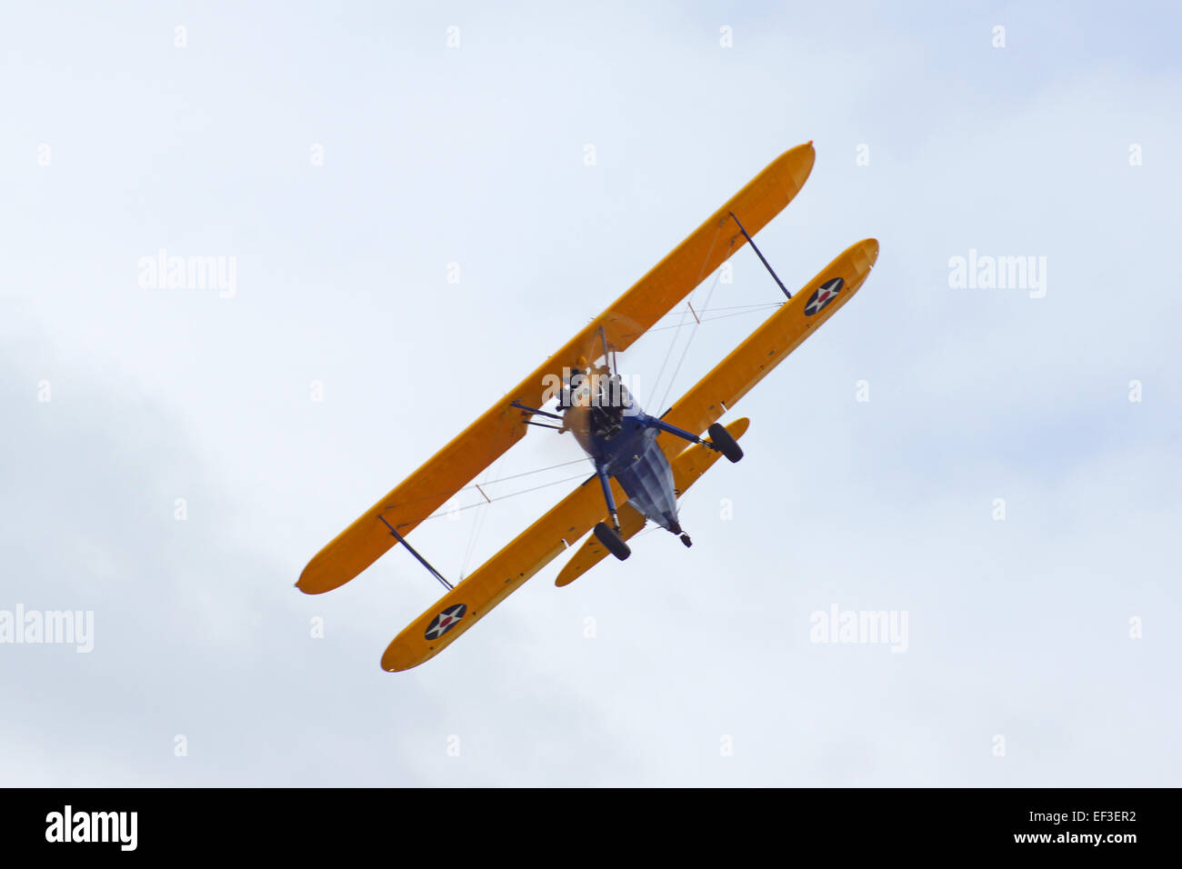 Airplane Bi-plane flying at 2015 Air show Stock Photo