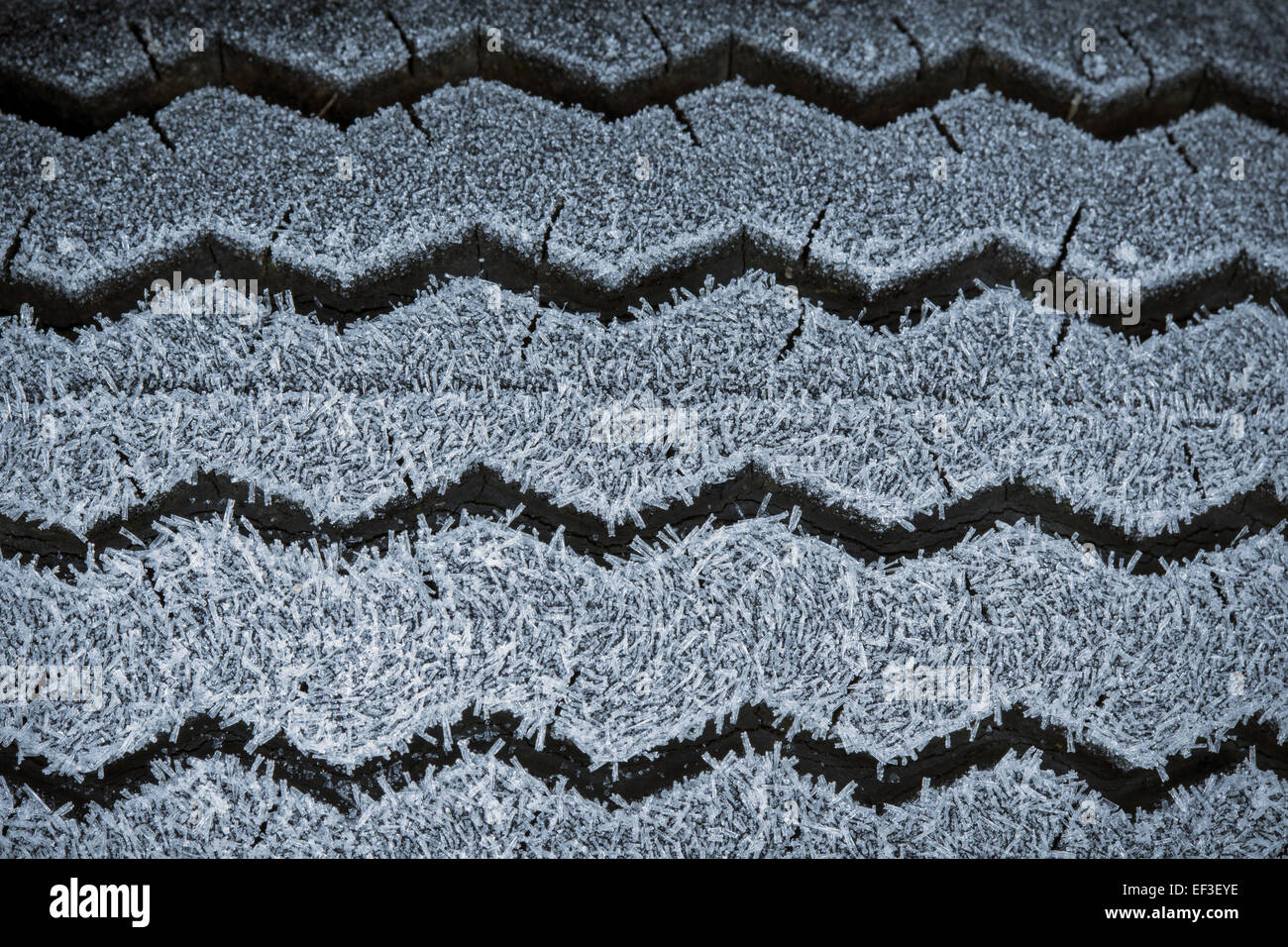 Frosty tyre tread. Stock Photo