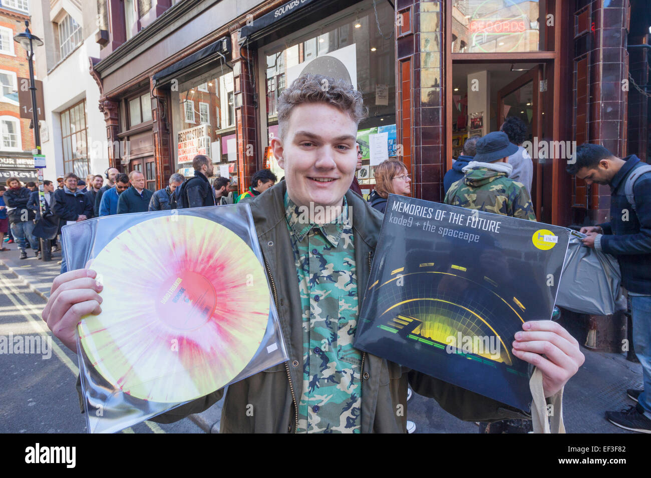 England, London, Soho, Berwick Street, World Record Shop Day, Man with