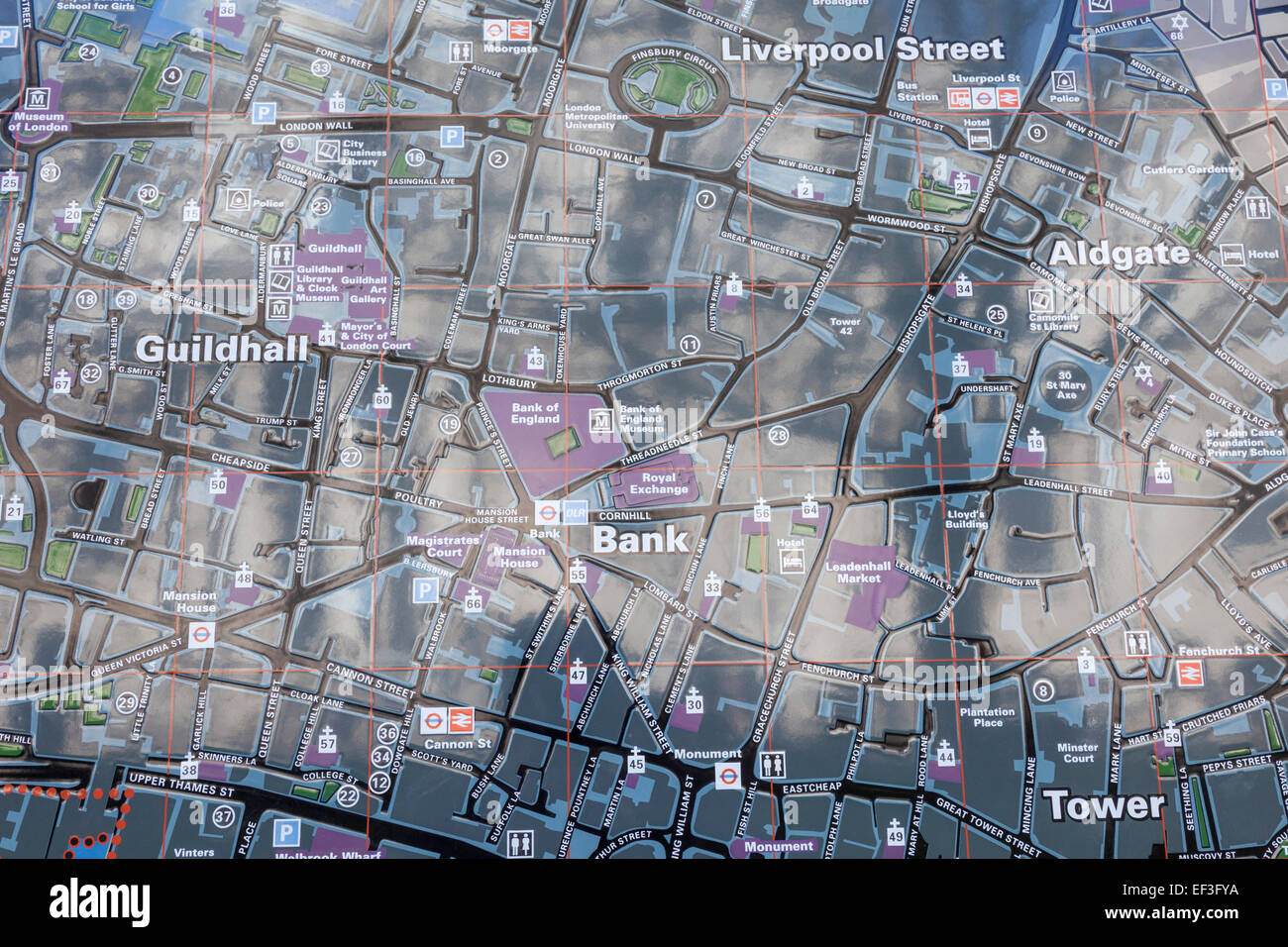 england london street map of the city of london showing bank of england and surrounding area