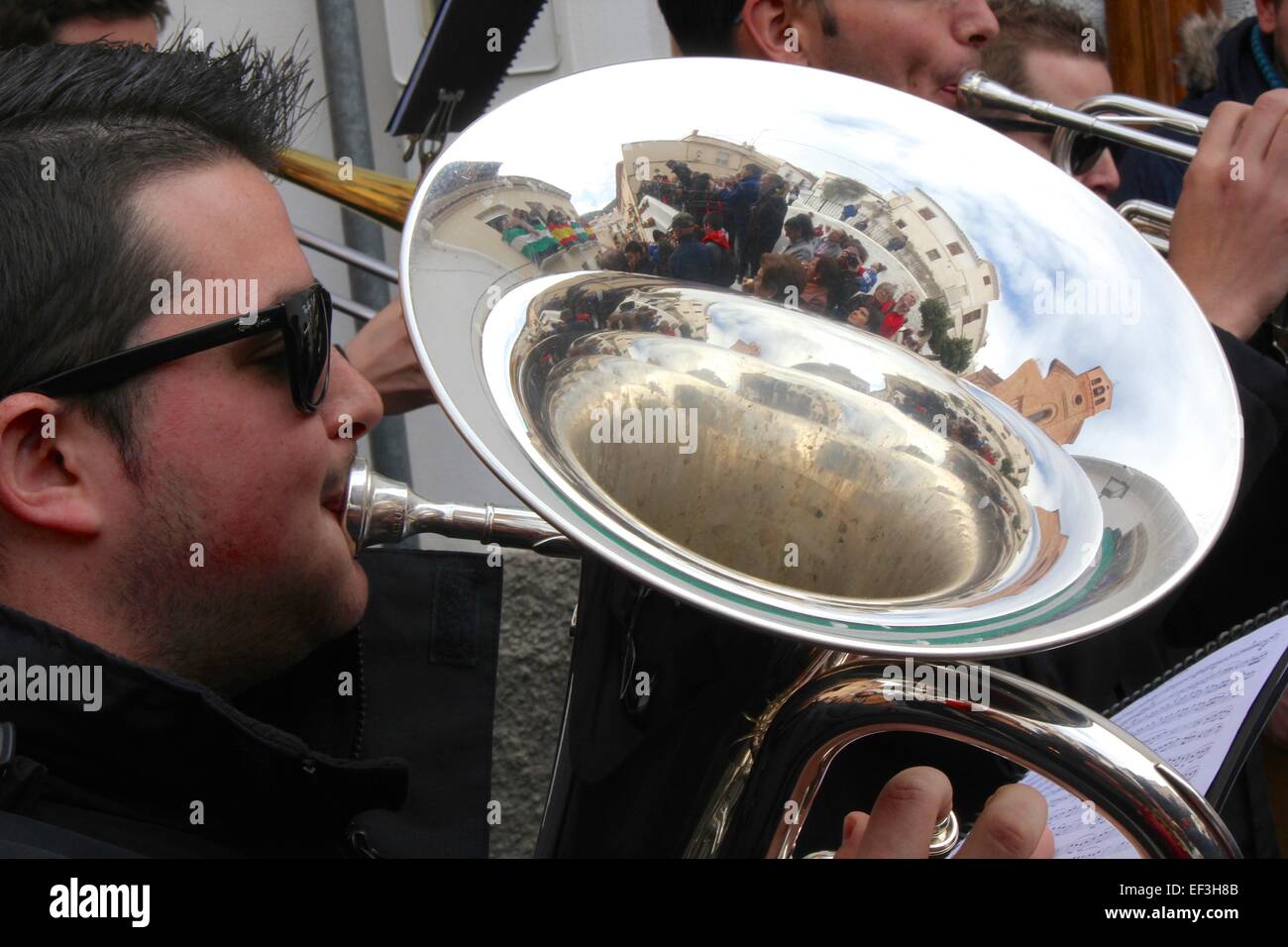 Reflections in brass instruments of the Festival of St Sebastian in