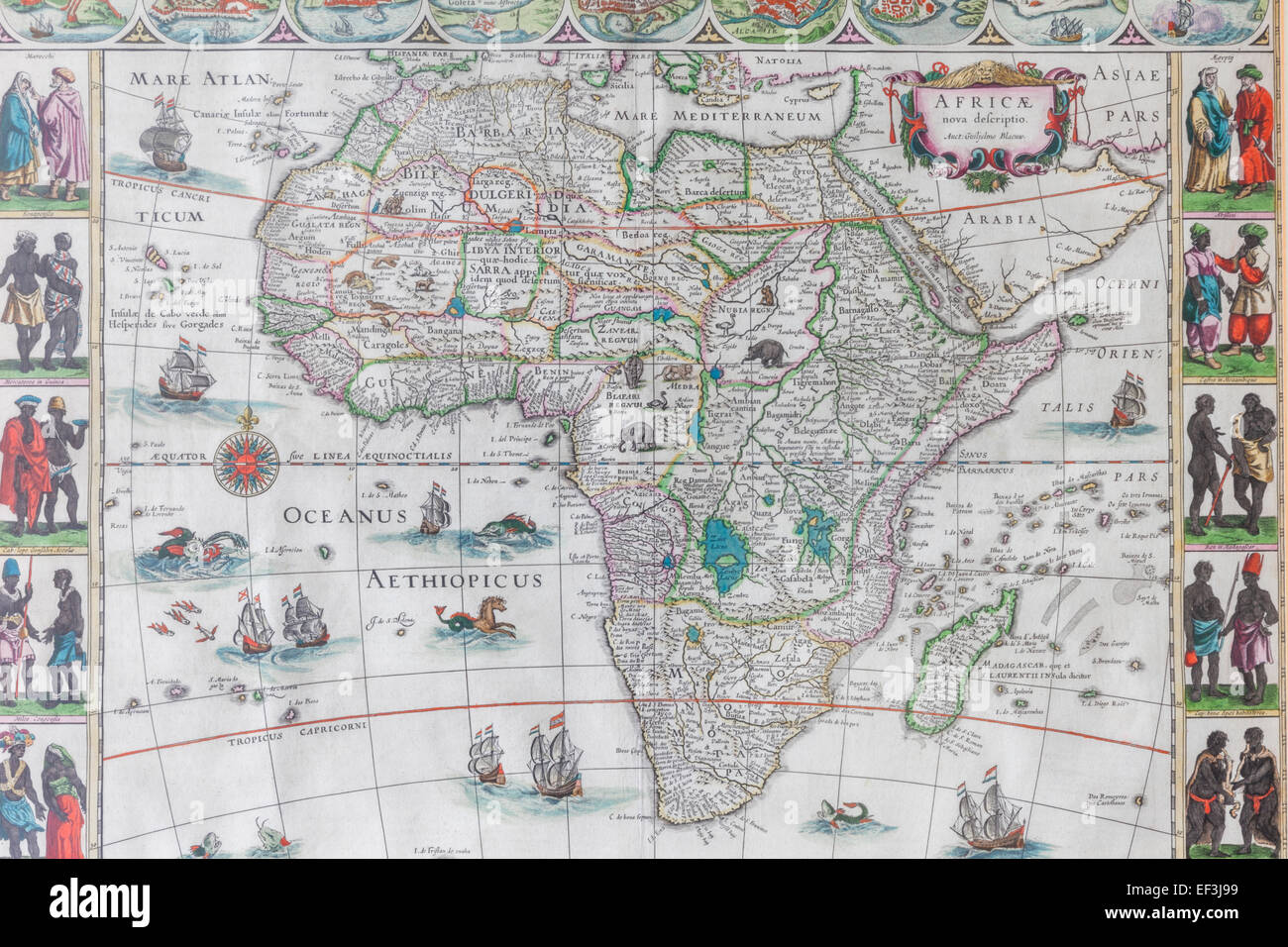 17th century Map of Africa by Blaeuw Stock Photo Alamy