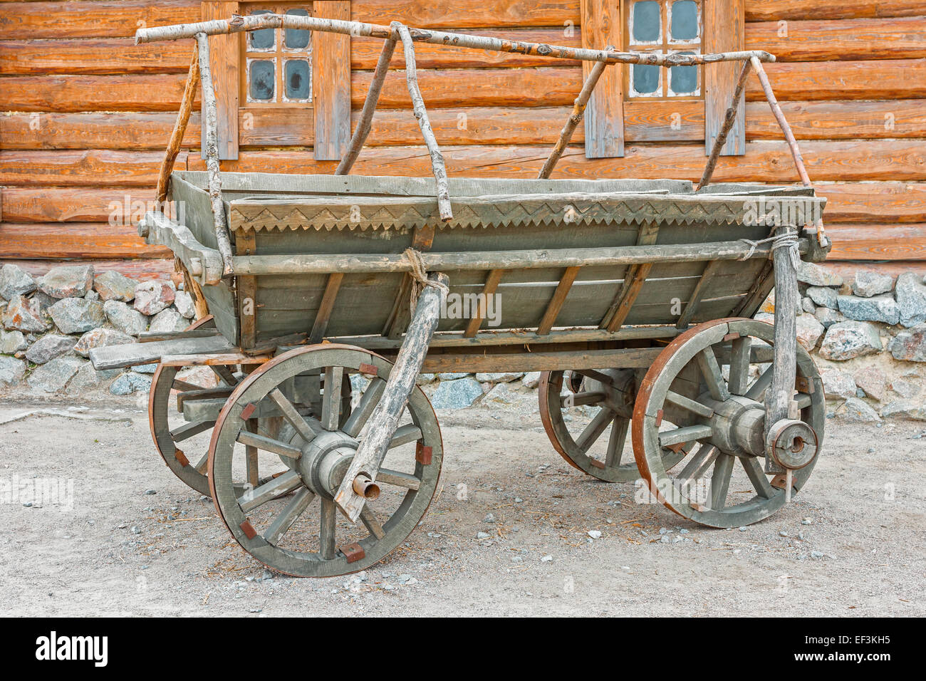 Old wooden cart Stock Photo