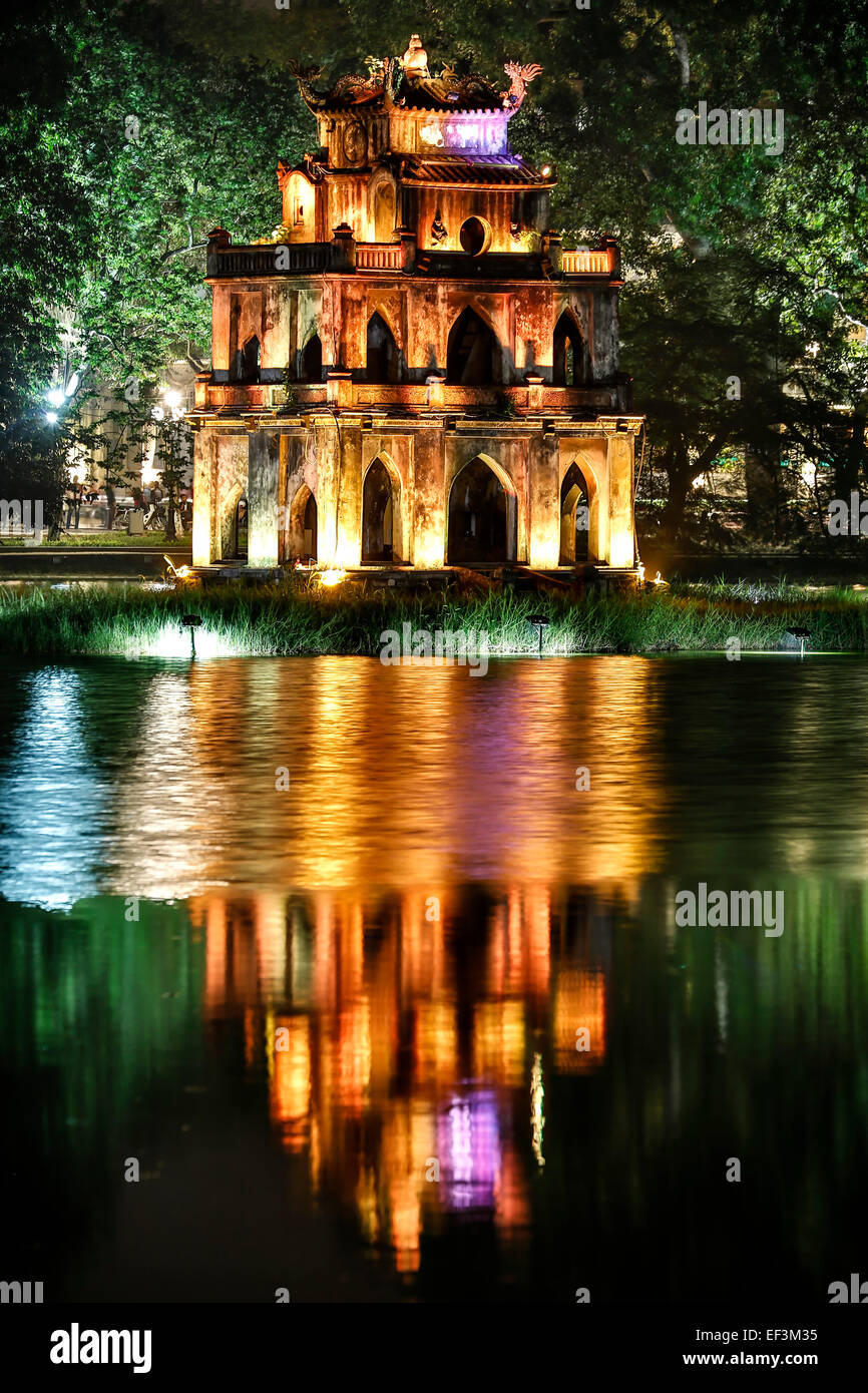 Turtle Tower, Hoan Kiem Lake, Hanoi, Vietnam Stock Photo