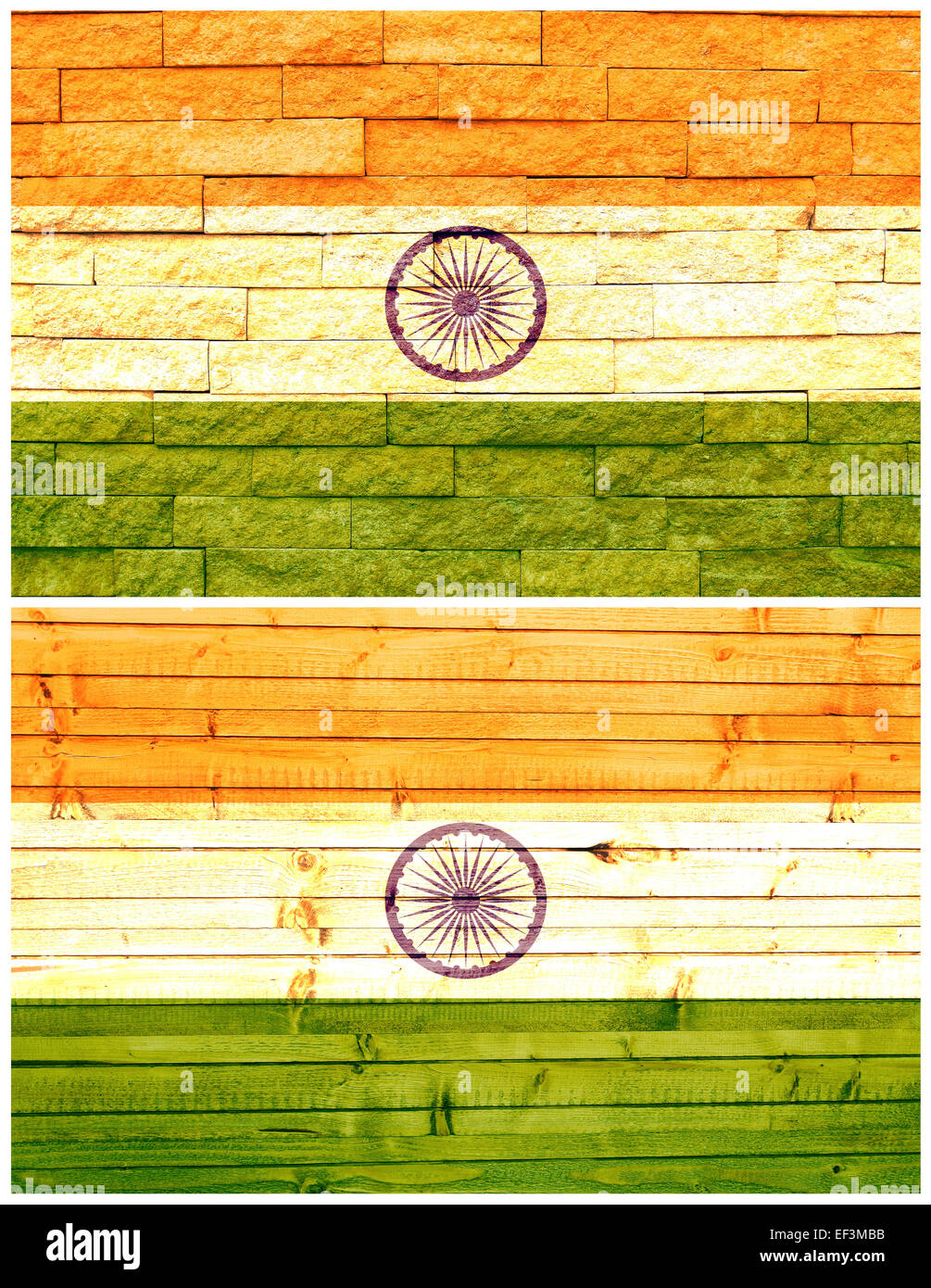 Vintage wall flag of India Stock Photo