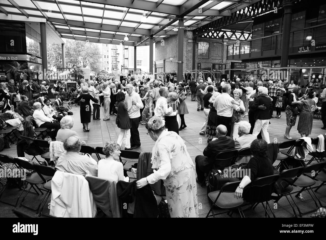 Pensioners Tea Dance at Spitalfields Market, London, England, UK. Stock Photo