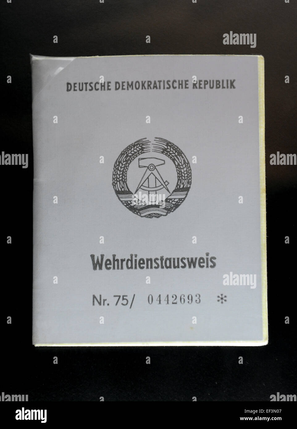 East Germany (GDR). Certificate of military service. 60's. 20th century. DDR Museum. Berlin. Germany. Stock Photo
